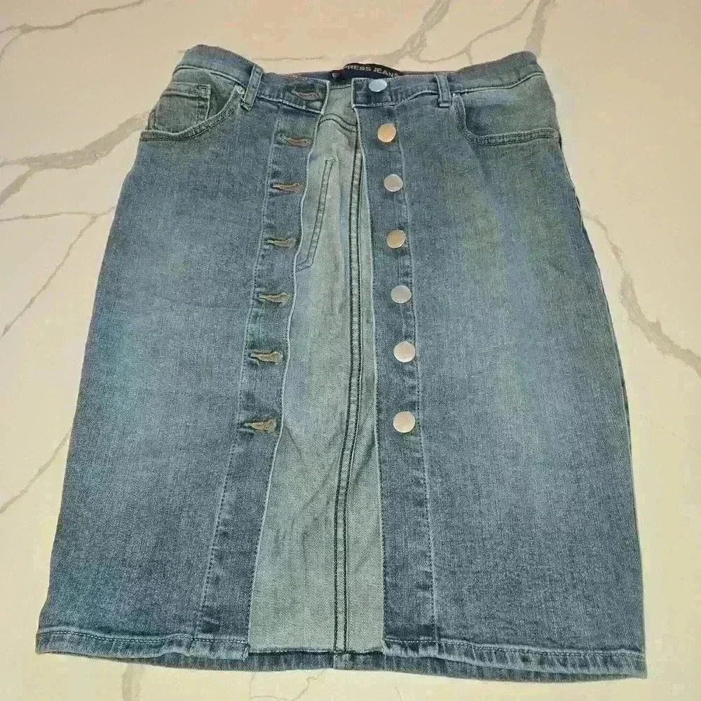 Express Women's Button Down Stretch Midi Jean Ski… - image 4